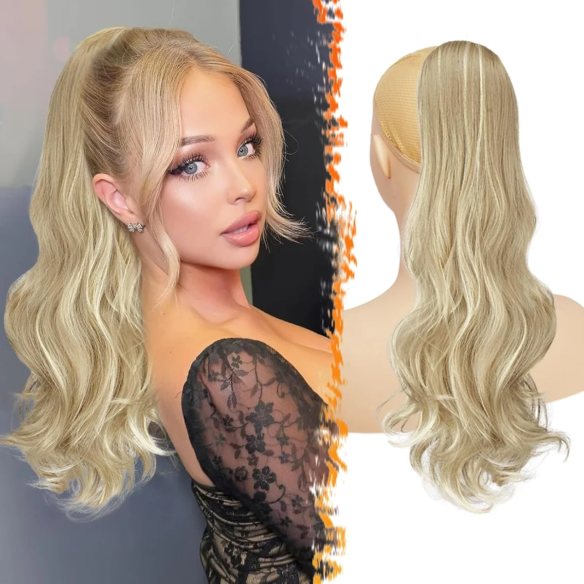 Koński ogon na wsuwki doczepiane Treska Peruka 50cm Jasny blond