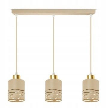 Lampa wisząca zwis Ecru Beżowa 3xE27 Led Fale nad stół jadalnia salon