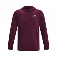 Bluzy sportowe męskie - Męska bluza dresowa nierozpinana z kapturem Under Armour UA Essential Fleece Crew - bordowa - UNDER ARMOUR - miniaturka - grafika 1
