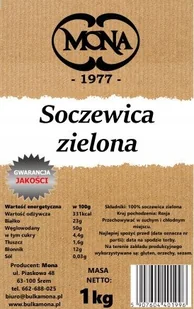 Soczewica zielona MONA 1kg PREMIUM - Ziarna i nasiona roślin strączkowych - miniaturka - grafika 1