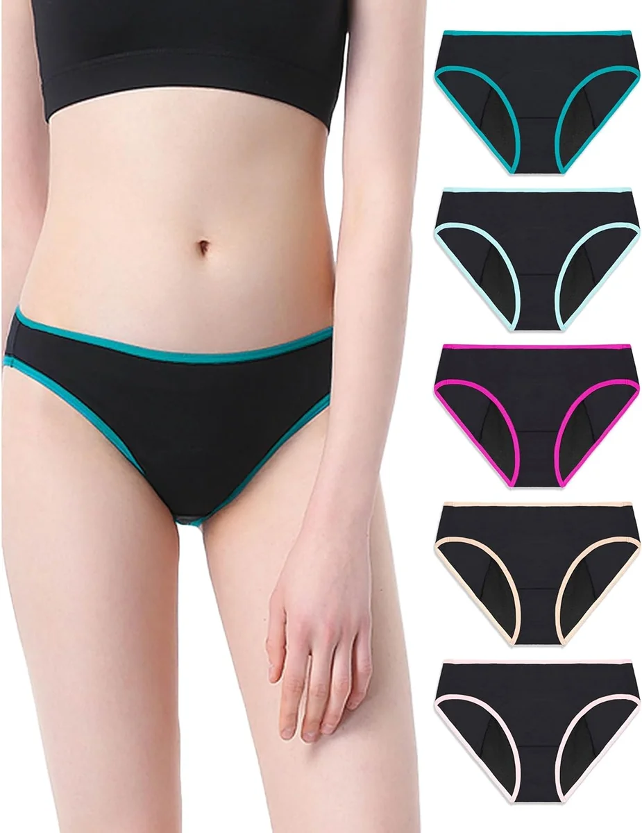 Majtki menstruacyjne damskie XS figi bikini wysoki krój 5 sztuk