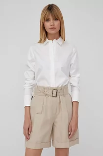 Koszule damskie - Calvin Klein koszula bawełniana damska kolor biały regular z kołnierzykiem klasycznym - grafika 1