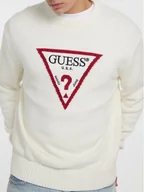Swetry męskie - Guess Jeans Sweter 172999 Biały Classic Fit - miniaturka - grafika 1