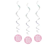 Balony i akcesoria - Dekoracja wisząca Glitz 100, groszki, różowa, 81 cm, 6 sztuk - miniaturka - grafika 1
