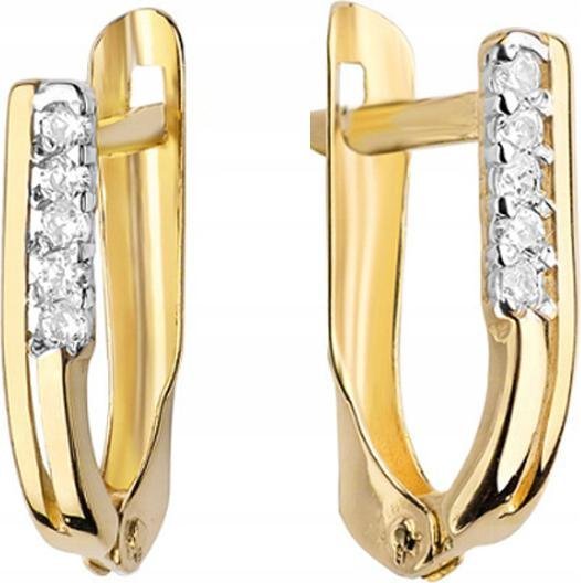 Złote kolczyki 585 eleganckie przecinki diamenty nowoczesny wzór 14k