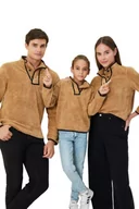 Bluzy damskie - TRENDYOL Damska bluza z wysokim dekoltem, jednokolorowa, brązowa, S, brązowy - miniaturka - grafika 1