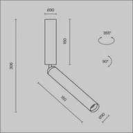 Lampy sufitowe - Maytoni Reflektor sufitowy LED Focus T, czarny, wysokość 30 cm, ruchomy T, czarny, przedpokój, aluminium - miniaturka - grafika 1