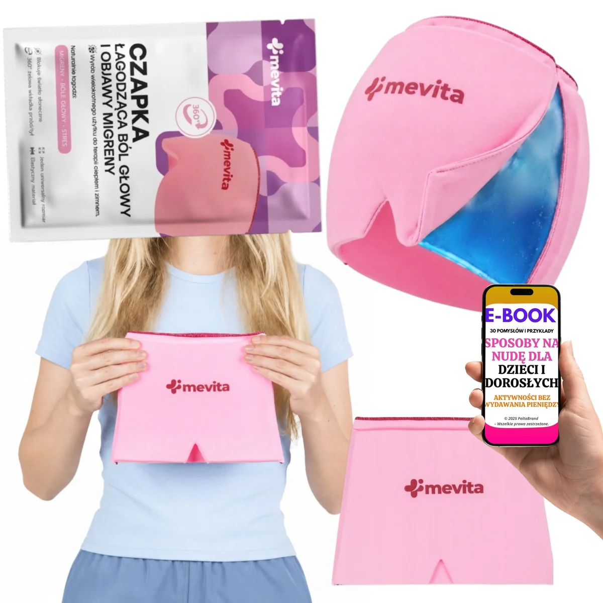 Czapka Żelowa na Migrenę Prezent dla Osób z Bólami Głowy Elegancko Zapakowana Instrukcja Aktywacji na Zimno i Ciepło + E-BOOK-3