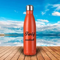 Butelki termiczne - Metalowa butelka izotermiczna 500 ml z Twoim nadrukiem - pomarańczowa - miniaturka - grafika 1