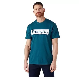 Koszulki męskie - Wrangler T-shirt męski, Deep Teal Green, XL - grafika 1