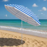 Parasole ogrodowe - Parasol plażowy ogrodowy 180 cm regulowany, składany niebieskie paski Be-active.pl - miniaturka - grafika 1