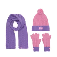 Czapki dla dzieci - Zestaw czapka, szalik i rękawiczki Roxy RX-KF-001-AW24 Fioletowy - miniaturka - grafika 1