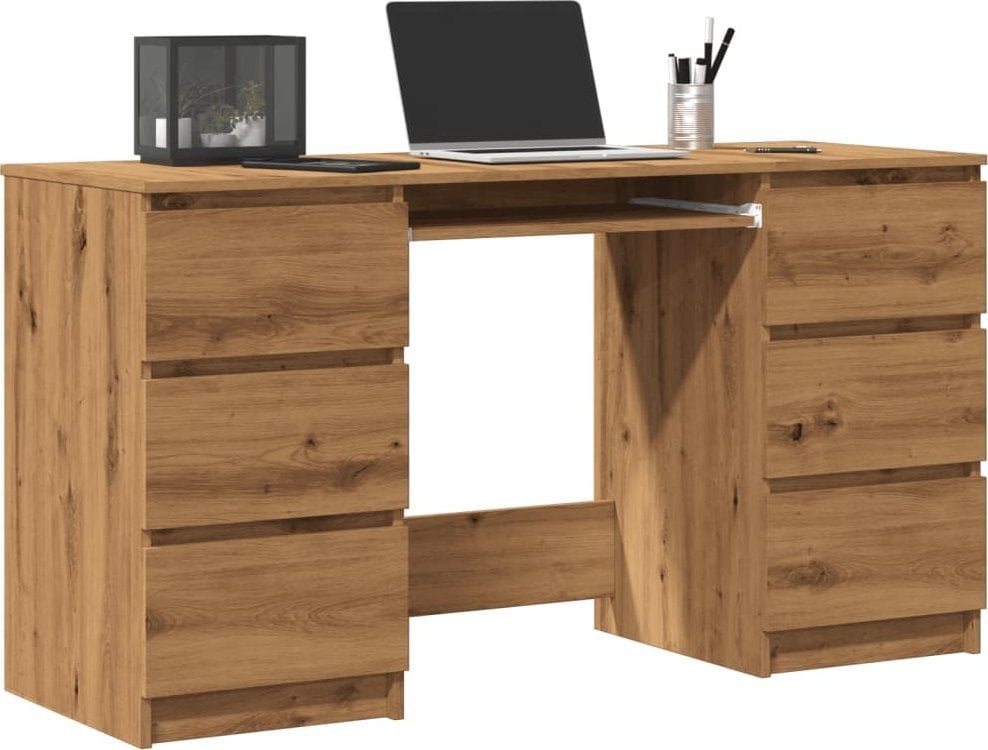 vidaXL vidaXL Biurko, dąb artisan, 140x50x77 cm, materiał drewnopochodny
