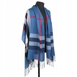 SZAL DAMSKI CHUSTA DUŻY Niebieski KRATA ANGIELSKA - Apaszki i szaliki damskie - miniaturka - grafika 1