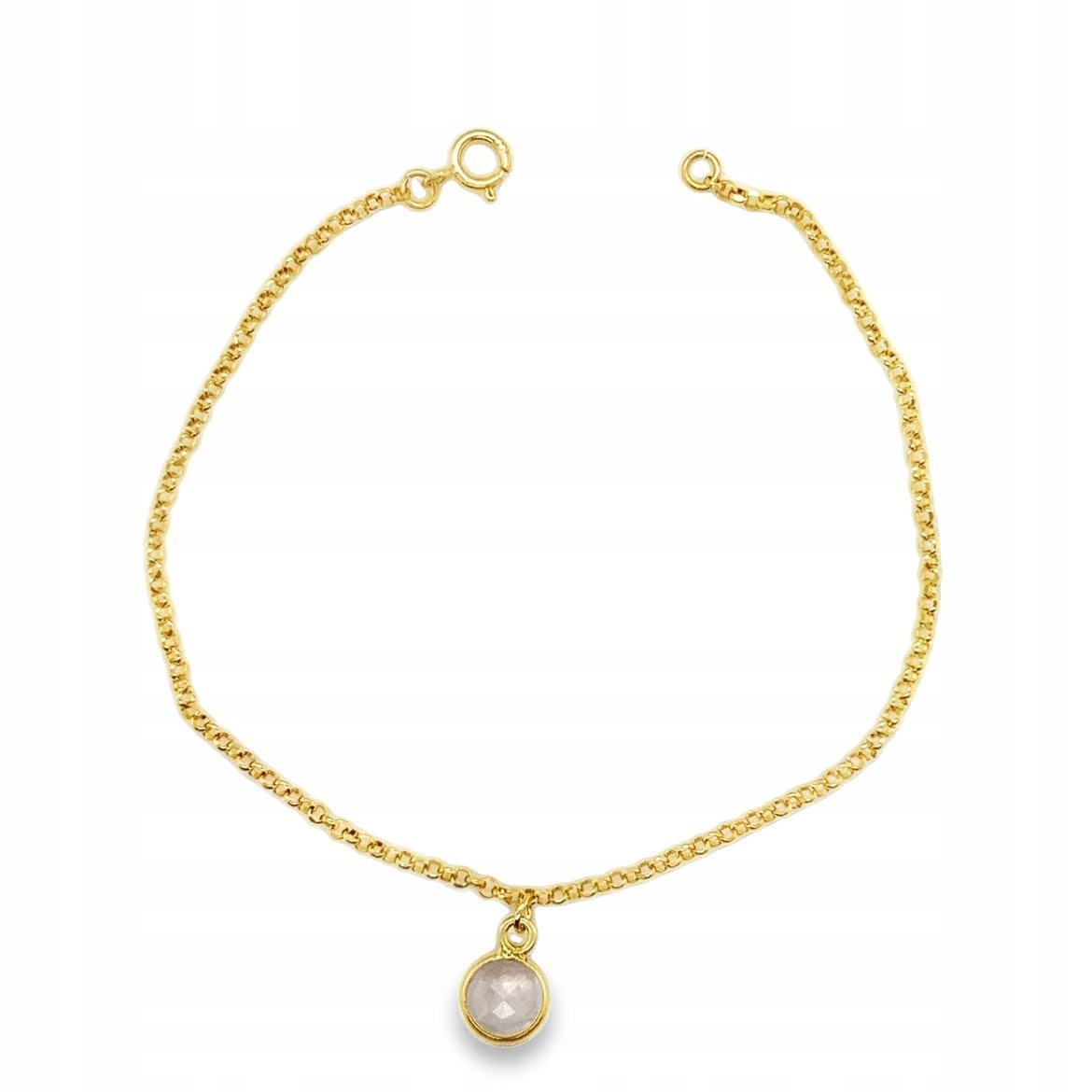 Bransoletka srebrna pozłacana z KAMIENIEM KSIĘŻYCOWYM delikatna SREBRO 925