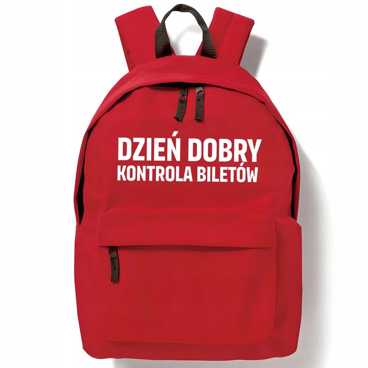 Plecak Szkolny Czerwony DZIEŃ DOBRY KONTROLA BILETÓW Zabawne Młodzieżowe Wz