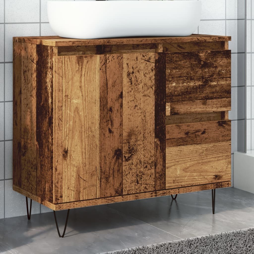 vidaXL vidaXL Szafka pod umywalkę, stare drewno, 65x33x60 cm