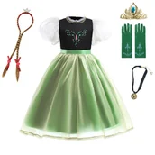 Stroje karnawałowe - Strój Sukienka Anna Kraina Lodu Bufiaste Rękawy Korona 128/134 Cm (130) Zestaw - miniaturka - grafika 1
