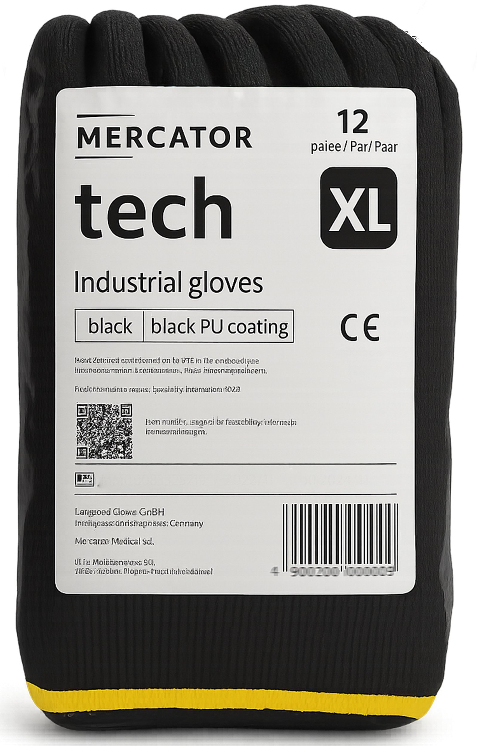 MERCATOR Tech Black+Black PU - 12 Par 10 - XL