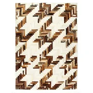 Dywaniki łazienkowe - vidaXL Dywan, skóra z włosiem, patchwork, 80x150 cm, brąz/biały 134395 - miniaturka - grafika 1