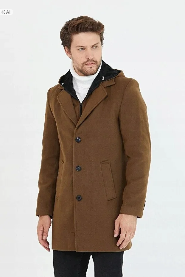 KLASYCZNY PŁASZCZ MĘSKI BRĄZOWY MIĘKKI ELEGANCKI 5XL 5IA