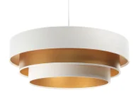 Lampy stojące - Biało-złota okrągła lampa wisząca welurowa - S442 M7-R94 - miniaturka - grafika 1