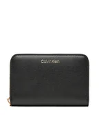 Portfele - Calvin Klein Duży Portfel Damski Foil Logo Medium Zip Around LV04F1091G Czarny - miniaturka - grafika 1