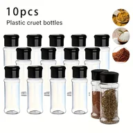Inne - 10-pak plastikowych młynków do pieprzu - Trwałe słoiki na przyprawy z pokrywką na zawiasach, 100 ml przezroczyste butelki na przyprawy, idealne do - miniaturka - grafika 1
