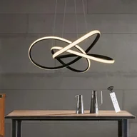 Lampy sufitowe - ZMH LED lampa wisząca do salonu czarna lampa wisząca regulowana wysokość Ø62cm 68W pierścienie żyrandol lampa sufitowa ściemnialna z pilotem - miniaturka - grafika 1