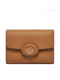 Tory Burch Mały Portfel Damski 165002 Brązowy - Portfele - miniaturka - grafika 1
