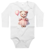 Body dla niemowląt - Body dziecięce Miś W Różowej Sukience I Różowy Balonik Dzień Misia 62/68 - miniaturka - grafika 1