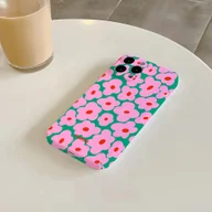 Etui i futerały do telefonów - TEMU Etui na telefon - Modne etui na telefon z zielonym kwiatowym wzorem, kompatybilne z iPhone 16, 16E, 15, 14, 13, 12, 11 Mini, Pro, Max, X, XR, - miniaturka - grafika 1