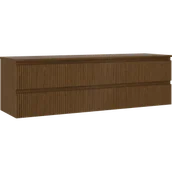 Szafki łazienkowe - Mexen Rivel szafka łazienkowa podumywalkowa 160 cm z blatem, 2 szuflady, ryflowana , orzech - 91A20-16047-2-BFFC86 - miniaturka - grafika 1