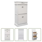 Szafki na buty - The Living Store Szafka na buty biała 50 x 28 x 98 cm Drewno Paulownia - miniaturka - grafika 1