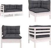 Sofy ogrodowe - vidaXL Sofa ogrodowa 2-osobowa z poduszkami z białego litego drewna sosnowego - Sofa ogrodowa 2-osobowa - Sofa ogrodowa 2-osobowa - Narożnik ogrodowy - Narożnik drewniany - miniaturka - grafika 1