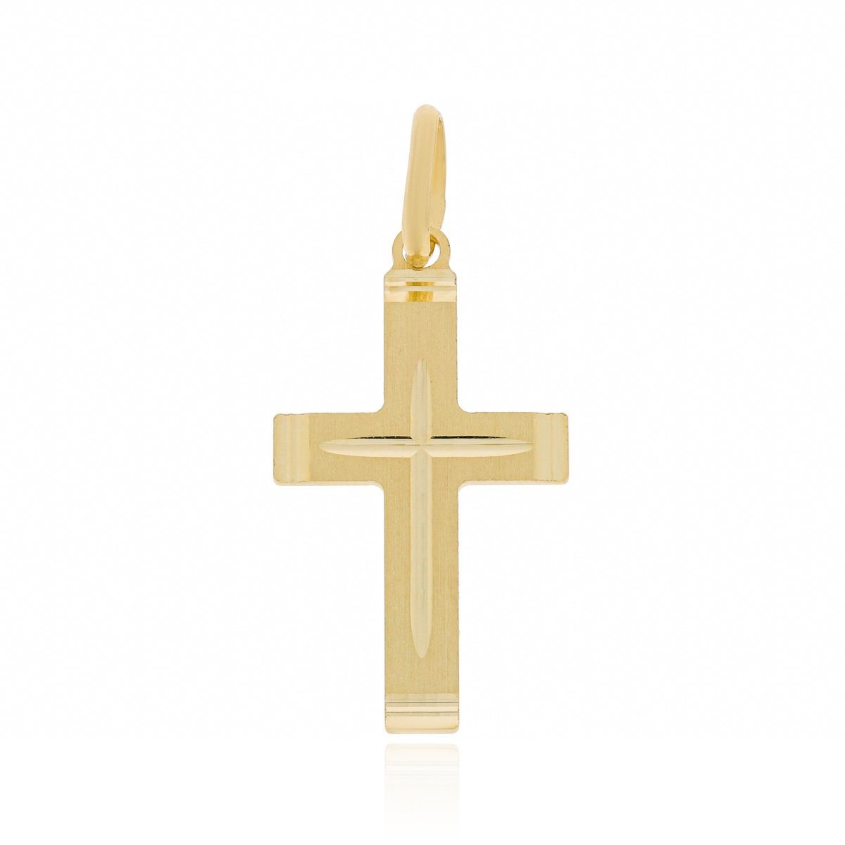 Złoty krzyżyk zawieszka wisiorek matowiony złoto pr. 585