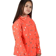 Kurtki i płaszcze dla dziewczynek - Regatta Unisex dziecięca Bibiana wodoodporna w pełni wyściełana kurtka z kapturem z odblaskowymi wykończeniami wodoodporna powłoka Fiery Coral Foil Bird 4XL - miniaturka - grafika 1