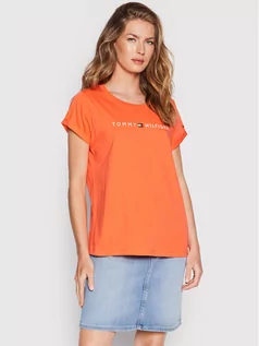 Piżamy damskie - Tommy Hilfiger Koszulka piżamowa Logo UW0UW01618 Pomarańczowy Regular Fit - grafika 1