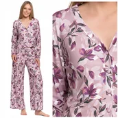 Piżamy damskie - Piżama Damska Rozpinana Długi Rękaw Spodnie z Szerokimi Nogawkami XL MORAJ - miniaturka - grafika 1