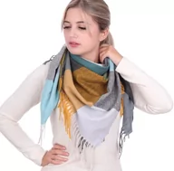 Apaszki i szaliki damskie - SZALIK DAMSKI CHUSTA DUŻY Bawełna KRATA ANGIELSKA - miniaturka - grafika 1