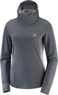 Bluzy damskie - Salomon damska bluza sportowa, Agile LS bluza z kapturem W, poliester, ciemnoszara (Ebony/wrzosowa), rozmiar L, LC1158500 - miniaturka - grafika 1