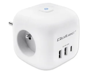 Qoltec Kostka zasilająca przedłużacz 6w1 3x AC/2x USB/1x USB-C - Listwy zasilające - miniaturka - grafika 1