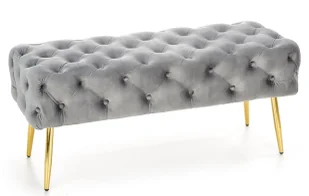 Szara pikowana ławka do przedpokoju w stylu glamour Sonja 3X - Ławki do przedpokoju - miniaturka - grafika 1