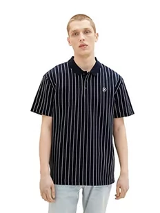 TOM TAILOR Denim Męska koszulka polo o luźnym kroju, 31927 - granatowy, biały, cienki pasek, M - Koszulki męskie - miniaturka - grafika 1