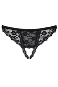 Majtki damskie - Obsessive Letica Crotchless Thong Majtki stringi, czarny - miniaturka - grafika 1