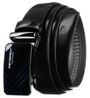 Paski - PETERSON Automatyczny pasek męski do spodni skóra naturalna czarny elegancki do garnituru casualowy 85 czarna klamra - miniaturka - grafika 1