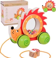 Zabawki kreatywne - Drewniany Jeżyk na kółkach z kolorowymi kuleczkami zabawka ZA5379 - miniaturka - grafika 1