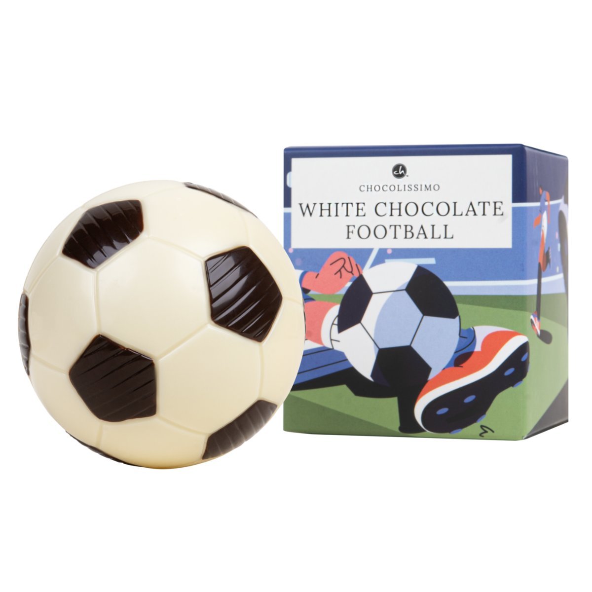 Piłka z białej i deserowej belgijskiej czekolady w ozdobnym pudełeczku Idealny prezent dla miłośnika piłki nożnej 50 g