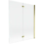 Parawany nawannowe - Mexen Mist parawan nawannowy 2-skrzydłowy prawy 140 x 150 cm, transparent, złoty - 8A9-140-002-50-00-P - miniaturka - grafika 1