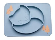Miseczki i talerzyki dla dzieci - Lisek Talerzyk silikonowy-Niebieski - miniaturka - grafika 1